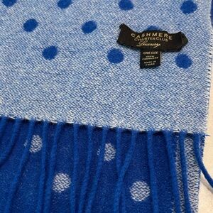 Charter Club Cashmere Polka Dot Scarf in Light and Royal Blue